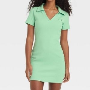 Nwt zoe & liv green ribbed lucky polo tshirt dress